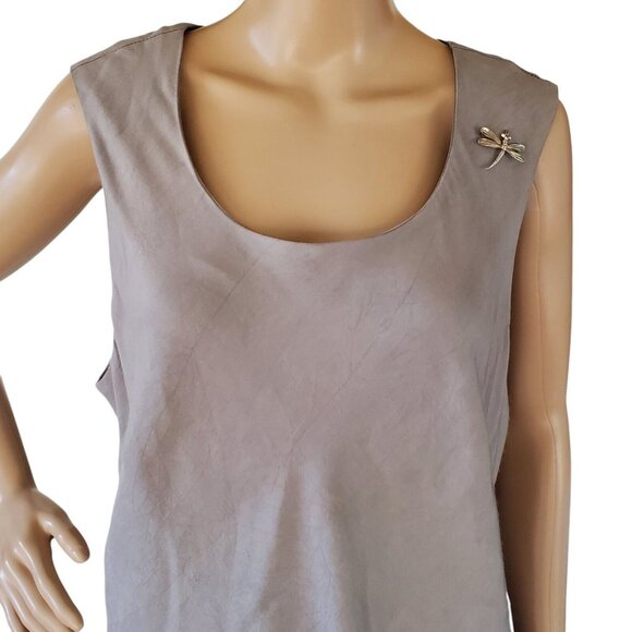 VTG Wayne Diamond 2 Pc Skirt Set Women's 22 Gray Tank Blouse Satin Dragonfly Pin - Picture 9 of 12